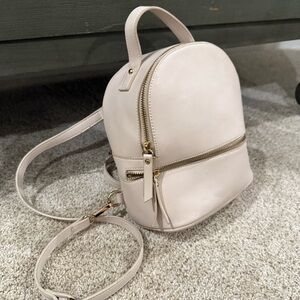 Aldo Cream Mini Backpack with Gold Hardware